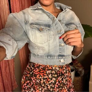 Juicy Couture Oversized Cropped Bling Denim Jacket
